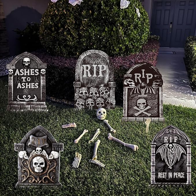 25.6inches Halloween Decorations Outdoor, DIY Halloween Decorations Outdoor of Gravestone Yard Signs, Extra Large Halloween TombstonesCemetery Headstones Scary Decorations for Garden with Waterproof