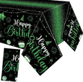 Tudomro 1 Pcs Happy Birthday Tablecloths Happy Birthday Party Decorations Plastic Table Cover Rectangular Cloths for Women Men Baby Shower Party Supplies, 108 x 54 Inch (Black Green)