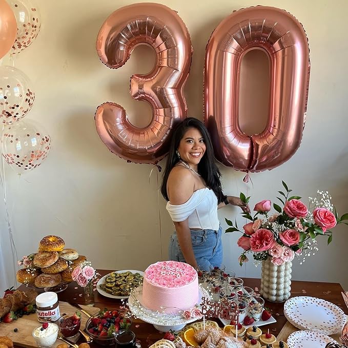 40 Inch Rose Gold Number 5 Balloon, Giant 5 Number Balloons for 5th Birthday Decorations, Party Supplies for Baby Boy Girl, Rose Gold Party Decor