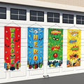 Panelee 4 Pcs Hero Theme Party Banners Hero Party Decorations City Comic Skyline Porch Sign Hanging Door Banner for Cityscape Birthday Backdrop Supplies