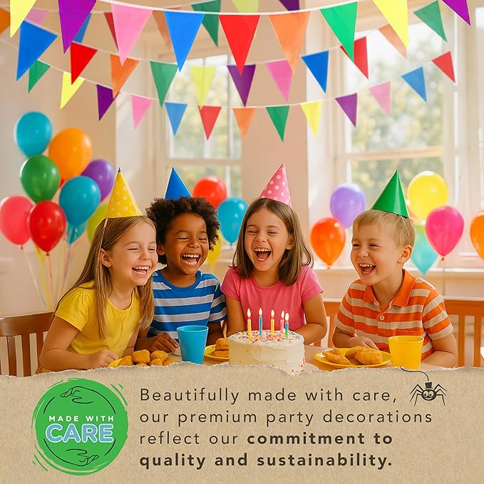Premium Reusable Pennant Banner Flags - Multicolor Pennant Flag Banner - Outdoor Party Decorations, Rainbow Birthday Decorations, Field Day, Grand Opening, Carnival Theme Garland (46ft,42 Large Flags)