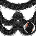 50 Feet Black Christmas Tinsel Garland, Metallic Foil Twist Garland Wall Hanging Tinsel Banner Backdrop for Parade Floats, Easter, Mother's Day, Wedding Party Decorations (2in x 50ft)