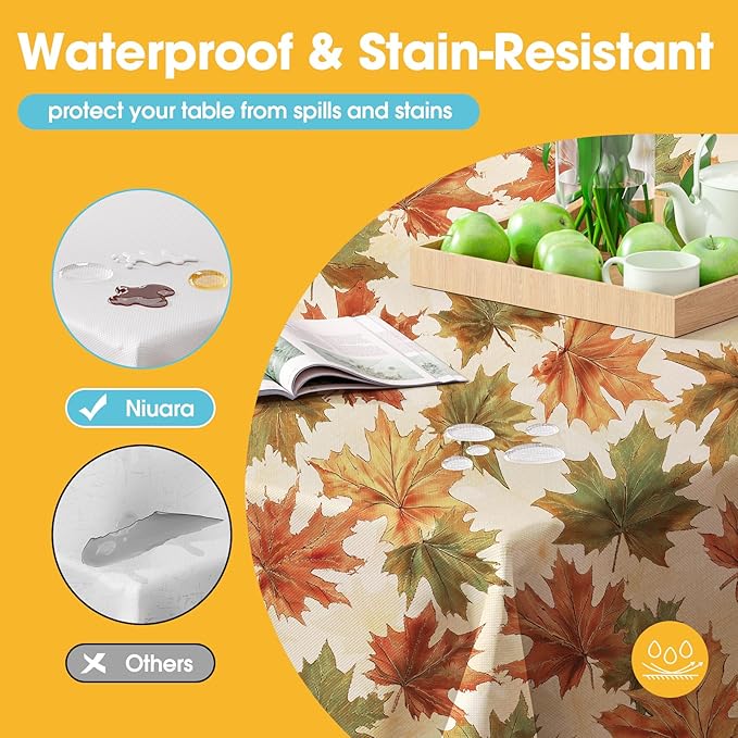 Fall Maple Plastic Table Cloth - 4 Pack 54" × 108" Rectangle Disposable Tablecloths for 6FT Tables, Table Cover for Party, Holiday & Gathering Use