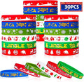 Christmas Rubber Bracelets 30 PCS Bulk Christmas Party Favors Stocking Stuffers for Kids Silicone Wristbands Goodie Bags Stuffers Xmas Toys Student Gifts Party Supplies Decorations Classroom Prizes