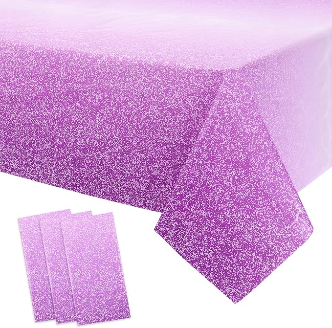 Kesfey 3 Packs Ombre Purple Tablecloth 54 x 108 Inch Gradient Pastel Purple Lavender Table Cloths Disposable Waterproof Plastic Purple Sprinkle Table Covers for Wedding Birthday Party Decorations
