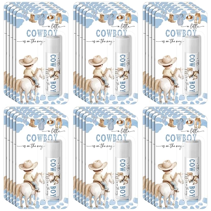30 Pack a Little Cowboy Baby Shower Games Prizes Party Gifts Bulk Lip Balms Favors for Winners Adults Guests Gender Reveal Favors Decorations Baby Shower Souvenirs Gift Bags Stuffers