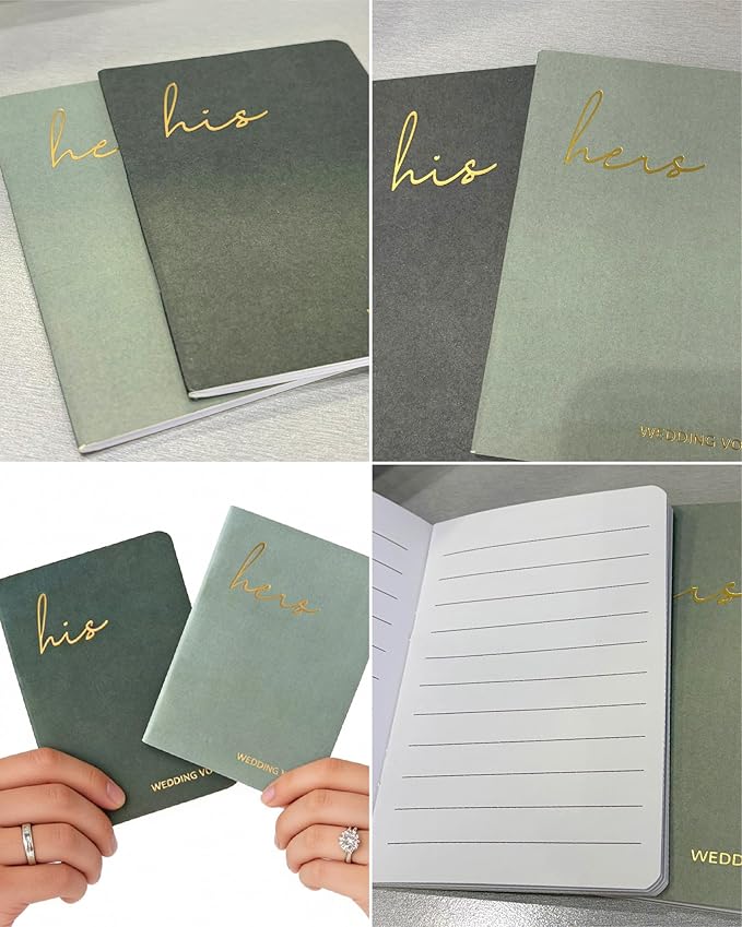 Vow Books His and Hers, Wedding Vow Books with Soft Touch Gold Foil Engraving, Wedding Essentials, Wedding Accessories