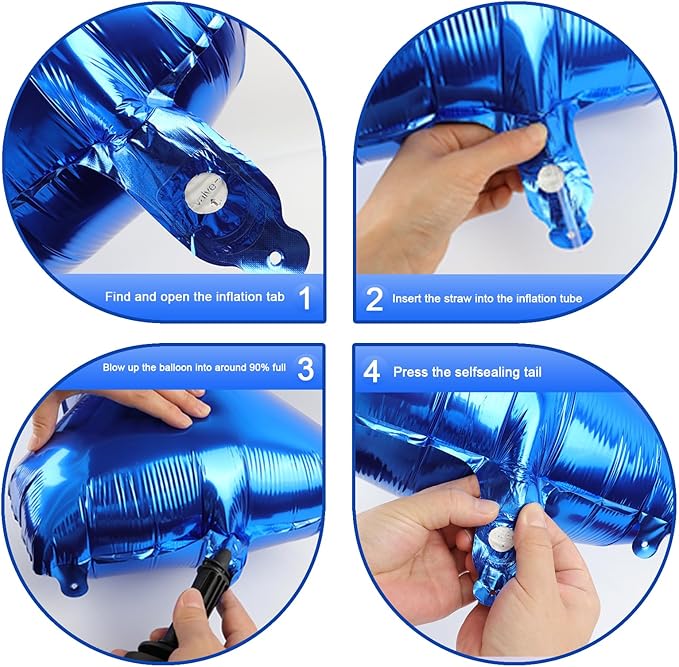 Blue Jumbo Number 90 Balloon 40 Inch, Men Women 90 Birthday Supplies, Foil Helium 90 Birthday Giant Balloon, Mylar Blue Number Balloons Anniversary Decorations