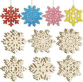 36PCS Wooden Christmas Decoration Snowflake Ornaments to Paint Christmas Ornaments for Tree Crafts Cutouts Unfinished, DIY Blank Fall Unfinished Snowflakes Ornament for Home Hanging