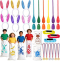 Easter Games for Kids Outdoor, Potato Sack Race Bags, Bunny Ears Headbands, Egg Spoon Relay Races, Legged Relay Race Bands for Easter Eggs Hunt Games