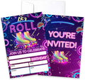 CLIRBE Let's Roll Birthday Party Invitations, Glow Purple Birthday Invitations For Brother Bro Teen Boys Girls, 20 Invites Cards With 20 Envelopes, Party Supplies Favors -H06