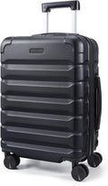LIGHT FLIGHT Carry On Luggage 22x14x9 Airline Approved, Expandable Carry On Suitcases with Wheels, Lightweight Luggage, Durable Hard Shell 20 Inch Rolling Suit Case for Men Women Travel Black