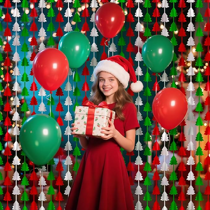 2 Pack 3.3x6.6ft Christmas Tree Foil Fringe Curtains - Sparkling Ornament Tinsel Backdrop for Holiday Party Decorations, Christmas Gathering, New Year Celebrations, Winter Festivals, Events Decked