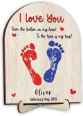 Personalized Handprint Wooden Sign Gift for Baby Showers, DIY Baby Footprint Kit with Paints, Art Craft Newborn Keepsake, Gift for New Mom, Parents, Grandparents, Mothers Fathers Day, Valentines