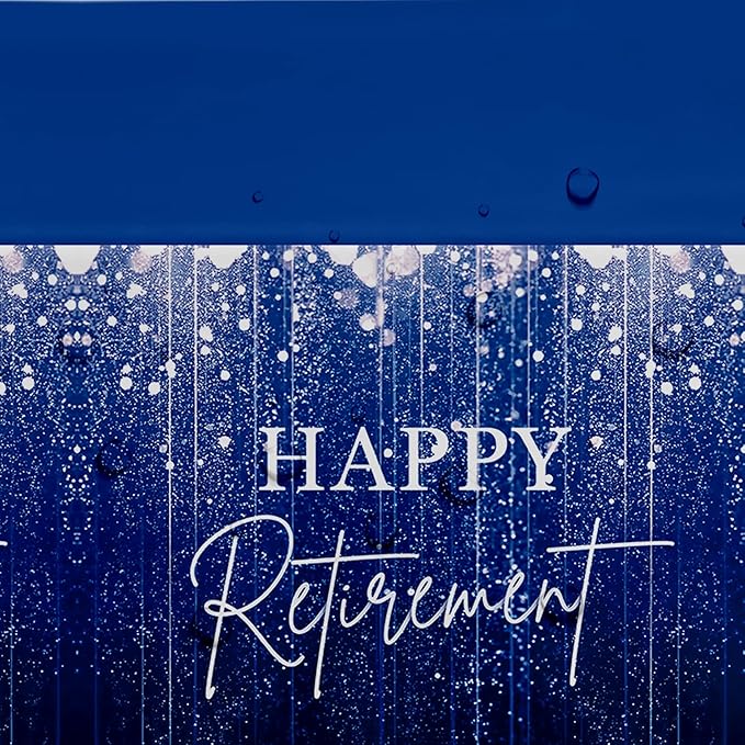 Blue Retirement Party Tablecloth Decorations - Disposable Happy Retirement Party Supplies for Men Women Tablecover, Retirement Table Decorations Table Cloth - 3 Pack (54in x 108in)