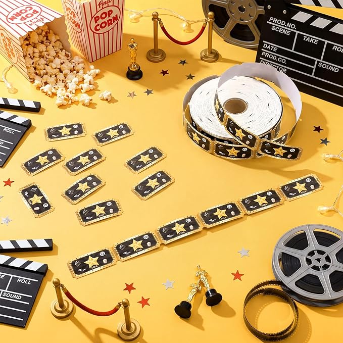 Cholemy 1000 Pcs Movie Tickets Roll Movie Night Party Invitations Carnival Raffle Tickets Numbered Card Events Door Prizes Drinks Entry for Theater Theme Birthday Party Favors Supplies