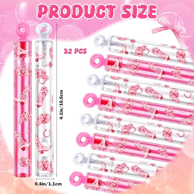 32 Pcs Western Cowgirl Themed Bubble Wands Bubbles Party Favors for Adult Summer Activity Birthday Party Goodie Bag Stuffers Gifts Wedding Supplies