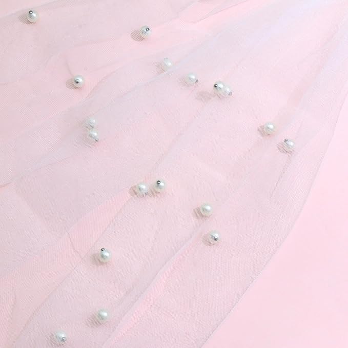 White Short Wedding Veil Pearl Rhinestone Bride Veils Bridal Veils Bachelorette Party Veil for Brides and Women