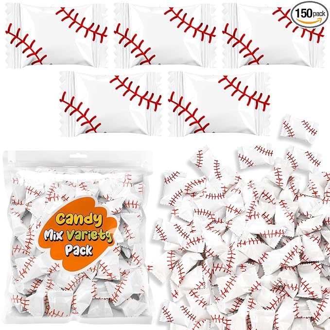 Naucoos Baseball Sports Candy, 26.5 oz. Bag - 150 Sports Candy for Team Gifts Party Supplies - Team Treats for Baseball Goodie Bags Stuffer, Individually Wrapped