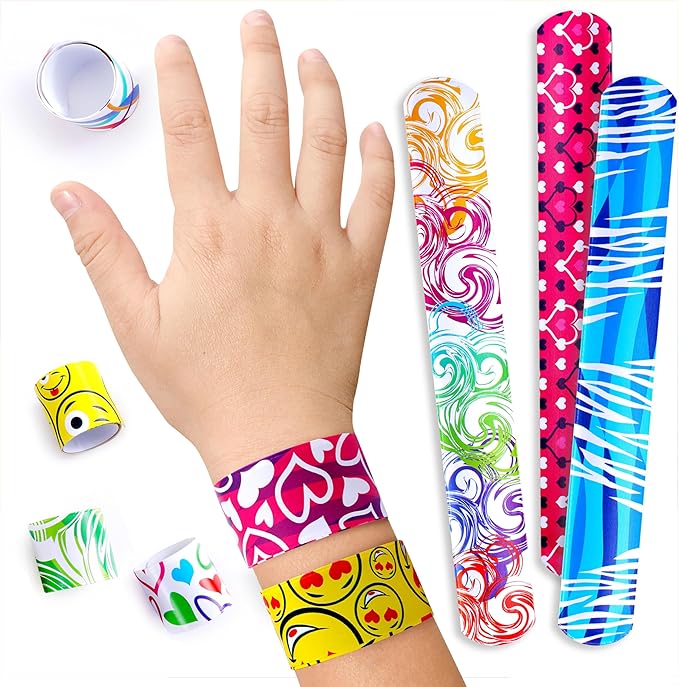Giraffe 50 Pack Multi Color Slap Bracelets for Kids - Easter Eggs Fillers for Goody Bag - Easter Eggs Stuffers Bulk - Easters Basket Stuffers for kids Party Favors