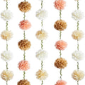 2 Pc Champagne Hanging Paper Flower Garland, 8.2 FT Ombre Tissue Paper Flower Garland, Champagne Gradient Pom Pom Garland for Wedding Backdrop Bridal Shower Engagement Party
