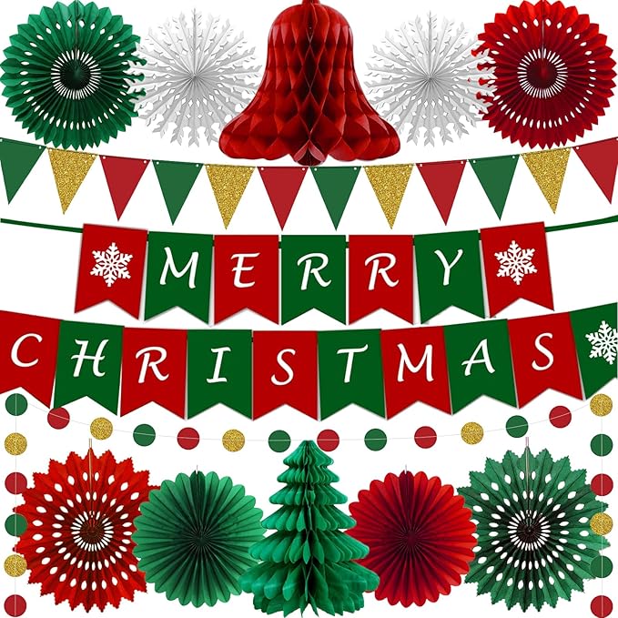 Christmas Party Decorations Christmas Decoration Set, Merry Christmas Banner, Paper Christmas Hanging Decorations - Christmas Party Decorations - Christmas Decorations Indoor Home Decor