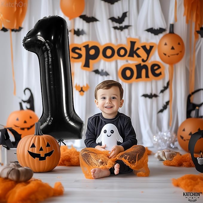 KatchOn, Large Black Number 1 Balloon - 40 Inch | Mylar Foil Balloon For 1st Happy Birthday Decorations | Black Number 1 Balloon For 1st Anniversary Decorations | Birthday Party Decoration