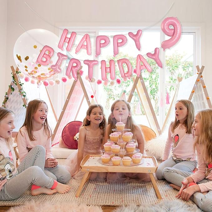2 Set 20 Pcs Number Balloons 16 Inch Pink 0-9 Number Mylar Foil Balloons Pink Custom Digital Balloons for Birthday Party Engagement Graduations Anniversary Baby Shower Decor Party Supplies