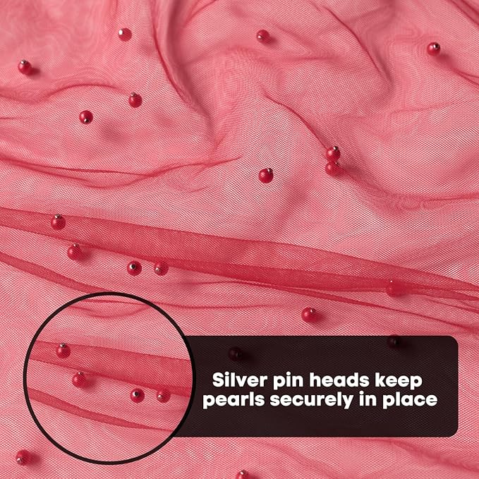 Artoid Mode 6PCS Pearl Red Gauze Table Runner 120 Inch 10FT, Seasonal Sheer Dining Holiday Wedding Birthday Baby Shower Table Decor for Home Party