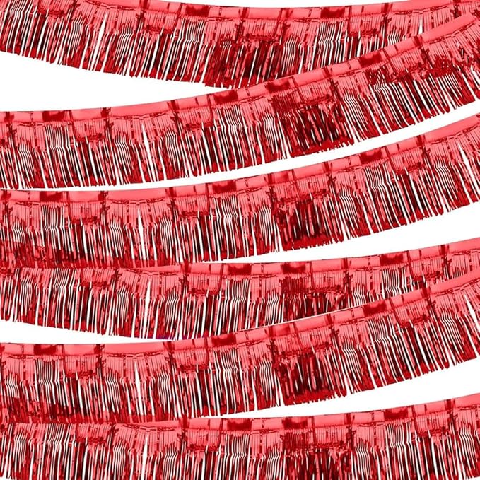 6 Pack Foil Fringe Garland, 10 Feet Metallic Foil Tinsel Streamers, Wall Hanging Fringe Curtain Backdrop Tinsel Fringe Banner for Parade Floats, Wedding, Birthday, Christmas Party Decorations