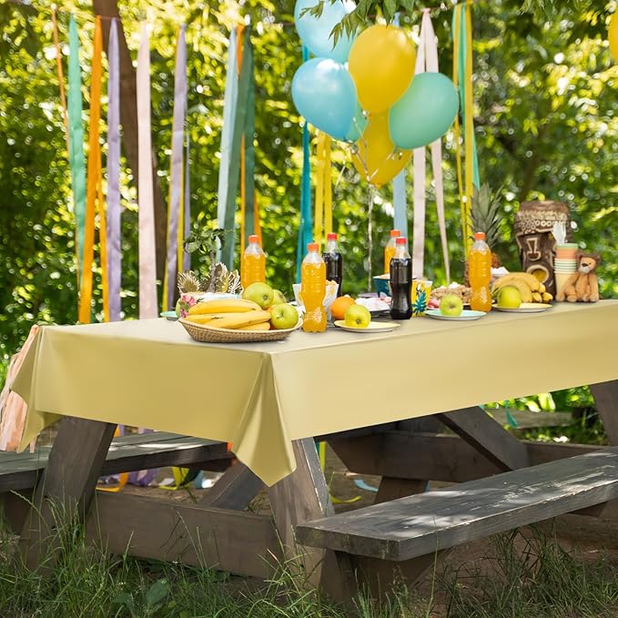 4 pcs Gold Tablecloth Plastic -Stunning Metallic Matte Finish, 40" x 108" New Year Table Cloth, Perfect for Bachelorette Wedding Graduation Birthday Party Anniversary Event Decorations