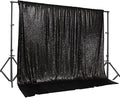 PartyDelight Black Sequin Backdrop 20x10ft - High Density 3mm Shimmer Sequin Background with 4-Inch Rod Pocket, Sparkly Photography Curtain for Stage, Gala, Wedding & Large Events Decor