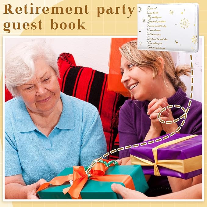 Ctosree Retirement Guest Book with Signature Pen Retirement Party Gift Supplies for Women Men Office Colleague Advice and Wishes Decorations(Firework)