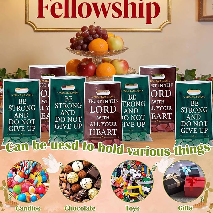Christian Scripture Party Favor Bag - 50Pcs Religious Bible Verse Goodie Candy Treat Gift Bags, Inspirational Scripture Party Decoration for Christian Easter Church VBS Sunday School Party Supplies