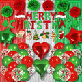 Merry Christmas Party Decorations Set Balloon Garland Arch Kit Balloons Merry Xmas Banner Red Green Foil Fringe Curtain Xmas Birthday Baby Shower Party Balloons Party Props for Photo Supplies
