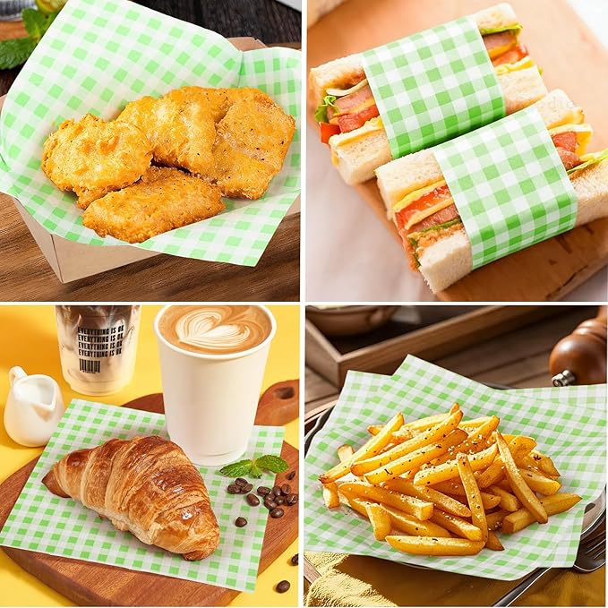 Simpeak St. Patrick's Day Deli Paper 120 Sheets, 7x7" Premium Wax Paper Sheets for Food, Grease Proof & Non-Stick Square Sheet for Food Sandwich Candy Fries Wrapping (St Patricks Day Green)
