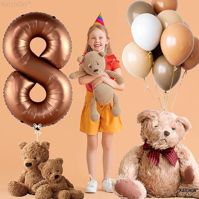 KatchOn, Coffee Brown 8 Balloon Number - 40 Inch, Brown balloon Number 8 | Coffee Birthday Decorations for Boy | 8 balloon Number for Birthday Decorations Girls