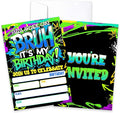 CLIRBE Bruh Birthday Party Invitations, Glow Neon Invited Birthday Invitations For Brother Bro Teen Boys, 20 Invites Cards With 20 Envelopes, Party Supplies Favors -H01
