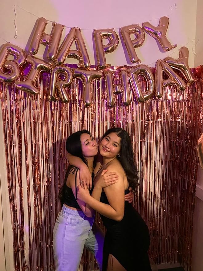 [85 PCS] 16" Rose Gold Letter Number Balloons, Happy Birthday & 2 Sets of A-Z 0-9, Foil Mylar Aluminum Hanging Alphabet for Graduation New Year eve Birthday Party Decorations