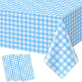 3pcs 54X108inch Light Blue Checkered Tablecloth,Blue Gingham Tablecloths Buffalo Plaid Disposable Plastic Table Covers for Birthday Baby Shower Bridal Wedding Party Birthday Decorations