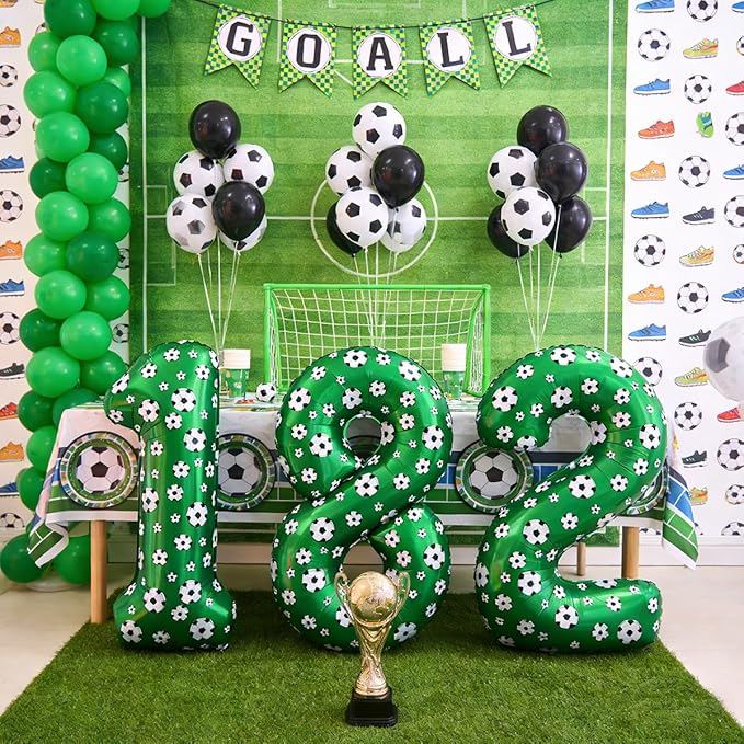 40 Inch Soccer Number 1 Balloons Large Foil Balloon Number 1 Birthday Deco World Cup Sports Soccer Theme Decoration For Soccer Party And Boy'S 1 th Birthday