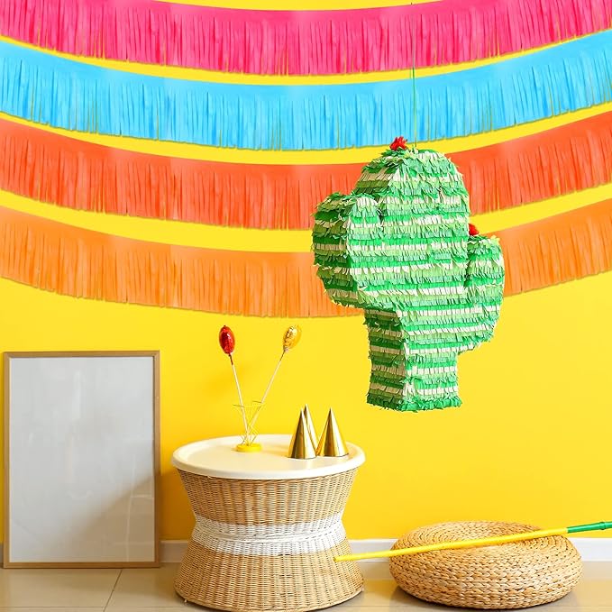 Taiyin 12 Pack 120 Feet Yellow, Orange, Pink, Blue Fringe Garland Tissue Paper Fringe Tassel Party Garland Wall Hanging Banner Backdrop Streamers for Wedding Birthday Autumn Thanksgiving
