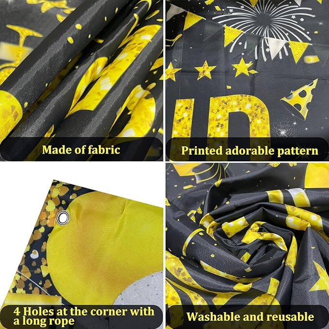 Retirement Party Decorations Men Women, Black Gold Happy Retirement Decorations, Happy RetIrement Banner, Retired Backdrop, Balloons, Pompoms, Hanging Swirls, Retired Cards, Cake Toppers Set 54pcs