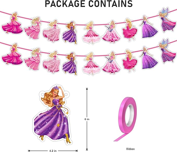 Barbe Garland Decoration Banner - Birthday Party, Fashion Theme Hanging Party Decoration for Home, Event, Dessert Table Backdrop and Celebration Wall Décor Supplies