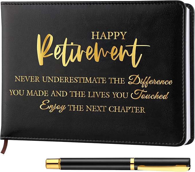Ctosree Retirement Guest Book with Signature Pen Retirement Party Gift Supplies for Women Men Office Colleague Advice and Wishes Decorations(Stylish)