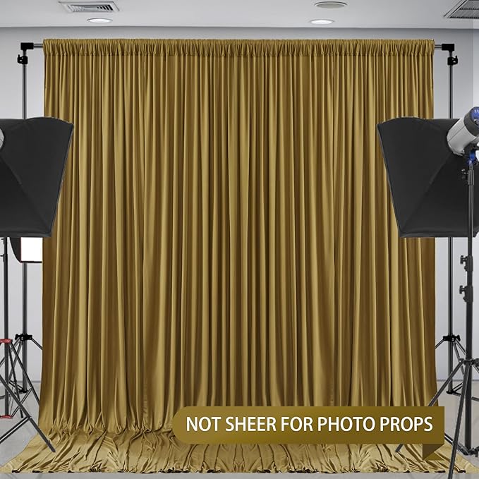 Gold Brown Backdrop Curtains-Wrinkle-Free Polyester Photography Drapes Party Curtain Background for Baby Shower Wedding Decorations- 8 X10FT (Brown)