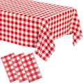 Oigco Red and White Checkered Tablecloths - 3 Pack 54" × 108" Rectangle Disposable Plastic Red Gingham Tablecloth, Picnic Table Cover for Party, Wedding, Birthday Christmas Decor