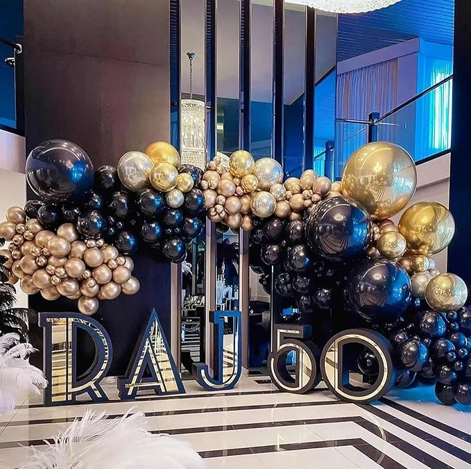 KALOR 36 Inch Giant Black Balloons, 6 Pack Large Round Black Latex Balloons for Anniversary, Birthday, Christmas, Wedding, Baby Shower Party Decorations