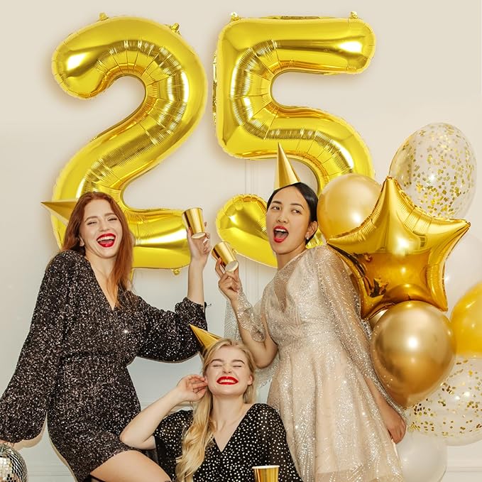 Gold Number 5 Balloon 40 Inch, Big Large Foil Helium Number Balloons, Jumbo Giant Mylar Number 5 Balloons for 5 Year Old Birthday Gold Party Decorations