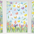 210PCS Spring Window Clings, 9 Sheet Spring Window Clings for Glass Windows with Tulip Flowers Butterfly, Double-Side Decals Stickers Decorations for Home Office Decor